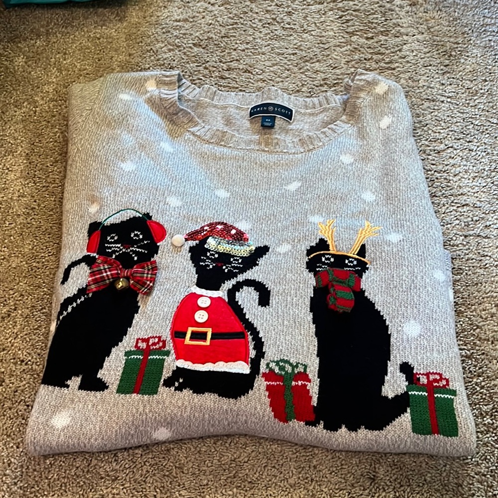 NWT Womens Karen Scott Cat Christmas Sweater Womens 3X